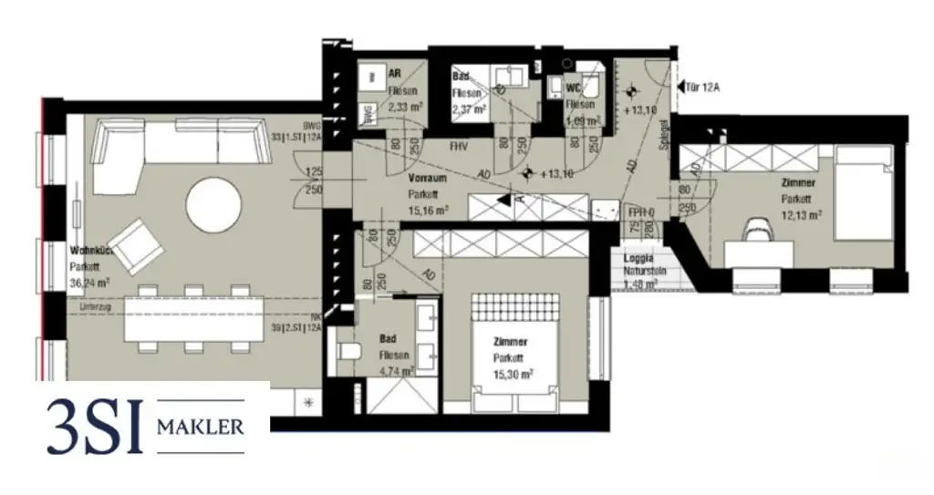 Altbauflair trifft Wohnkomfort: 3 Zimmer mit Loggia