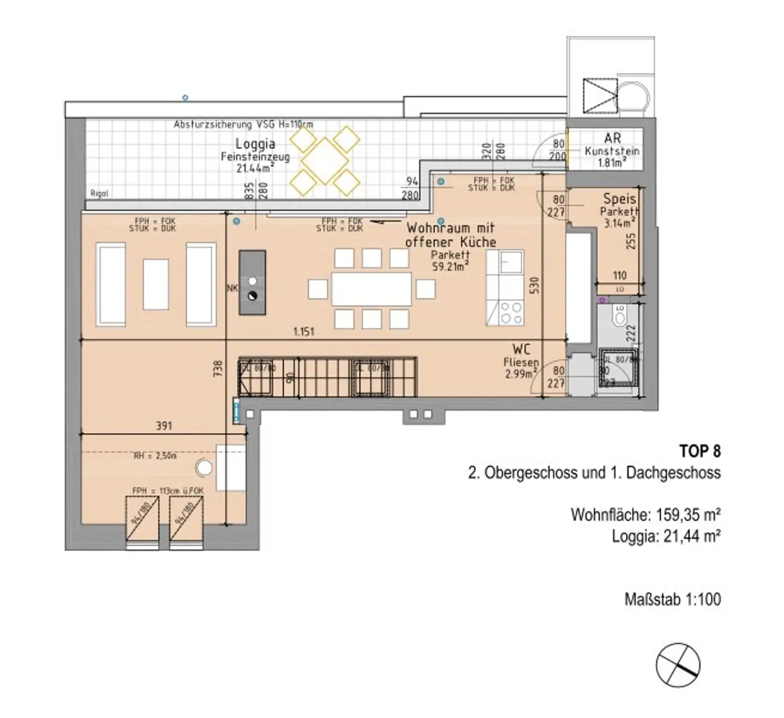 Elegante DG-Maisonette mit Terrasse und Blick in den Garten des Palais Schönburg