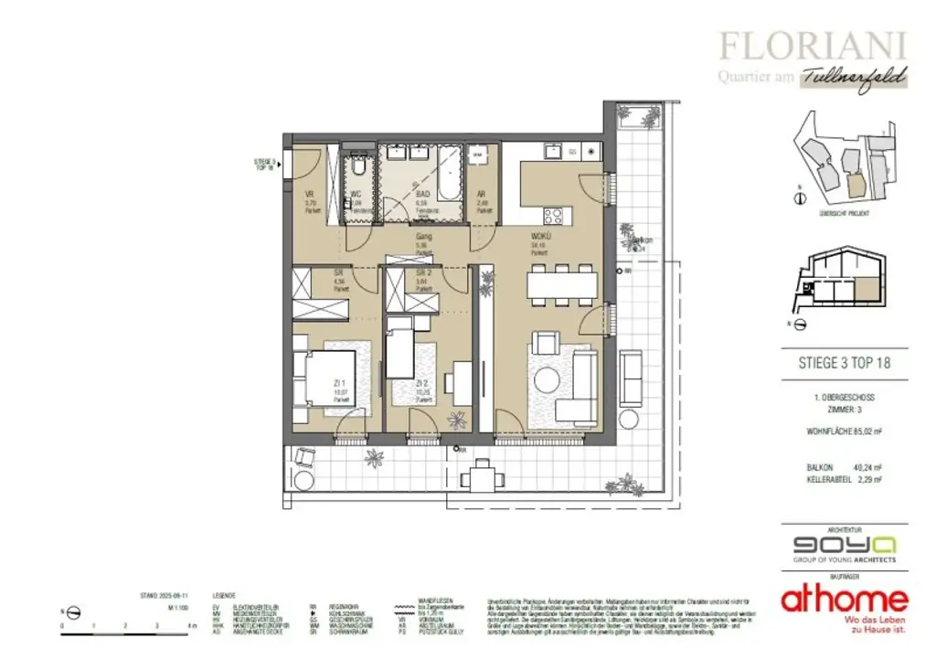 FLORIANI – Quartier am Tullnerfeld - Perfekter Schnitt zum Wohlfühlen - Süd/West Balkon - Bahnhof Tullnerfeld in der Nähe