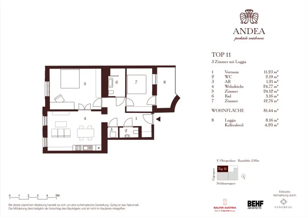 Luxuriöse Stadtresidenz mit 3 Zimmern und Loggia - ANDEA Parkside Residences