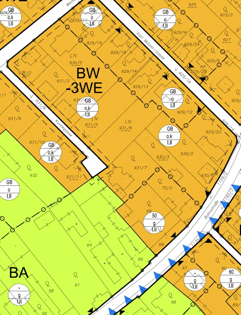 Ausschnitt Flächenwidmung - und Bebauungsplan