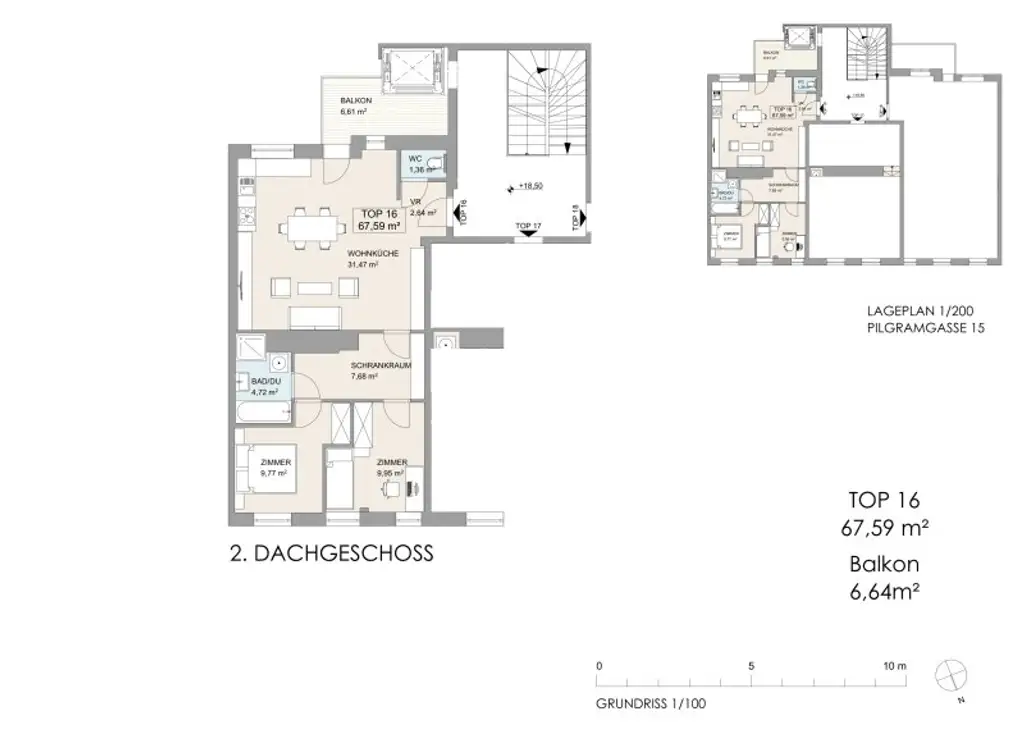 NÄHE NASCHMARKT: DG-AUSBAU IM ALTBAU - U4 Pilgramgasse - 3 Zimmerwohnung mit hofseitigem Balkon*