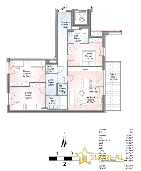 STILVOLLE 4-ZIMMER-ERSTBEZUGWOHNUNG IN ZENTRUMSNAHER LAGE VON MÖDLING - BALKON, 2 BÄDER & TIEFGARAGE OPTIONAL.