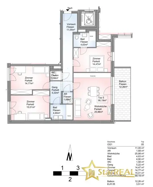 STILVOLLE 4-ZIMMER-ERSTBEZUGWOHNUNG IN ZENTRUMSNAHER LAGE VON MÖDLING - BALKON, 2 BÄDER & TIEFGARAGE OPTIONAL.
