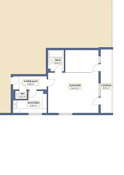 Sonnige 2-Zimmer-Wohnung mit Loggia & Stadtblick – ideal als Starterwohnung mit Renovierungspotenzial!