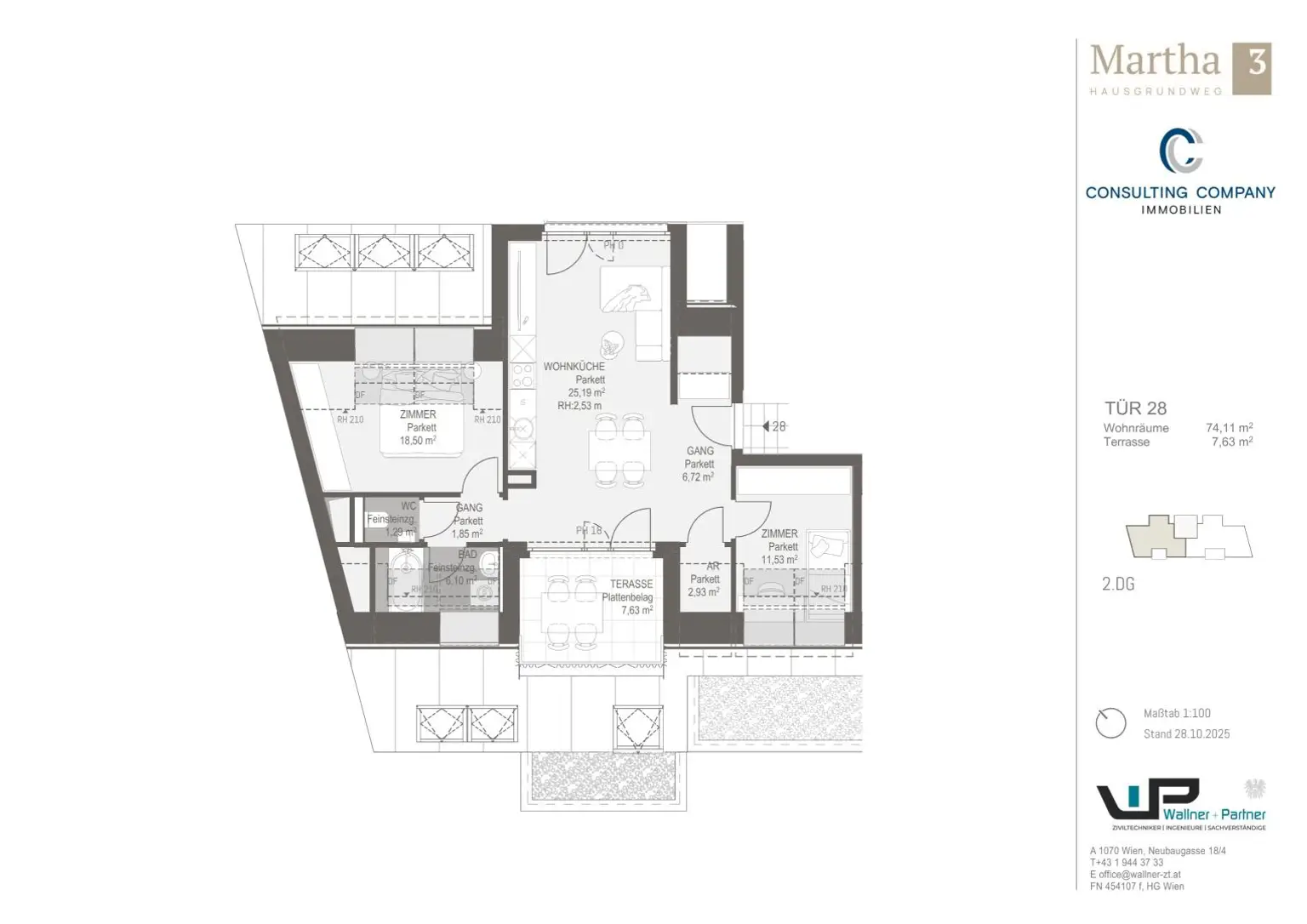 3-Zimmer-Dachgeschoßwohnung mit Terrasse