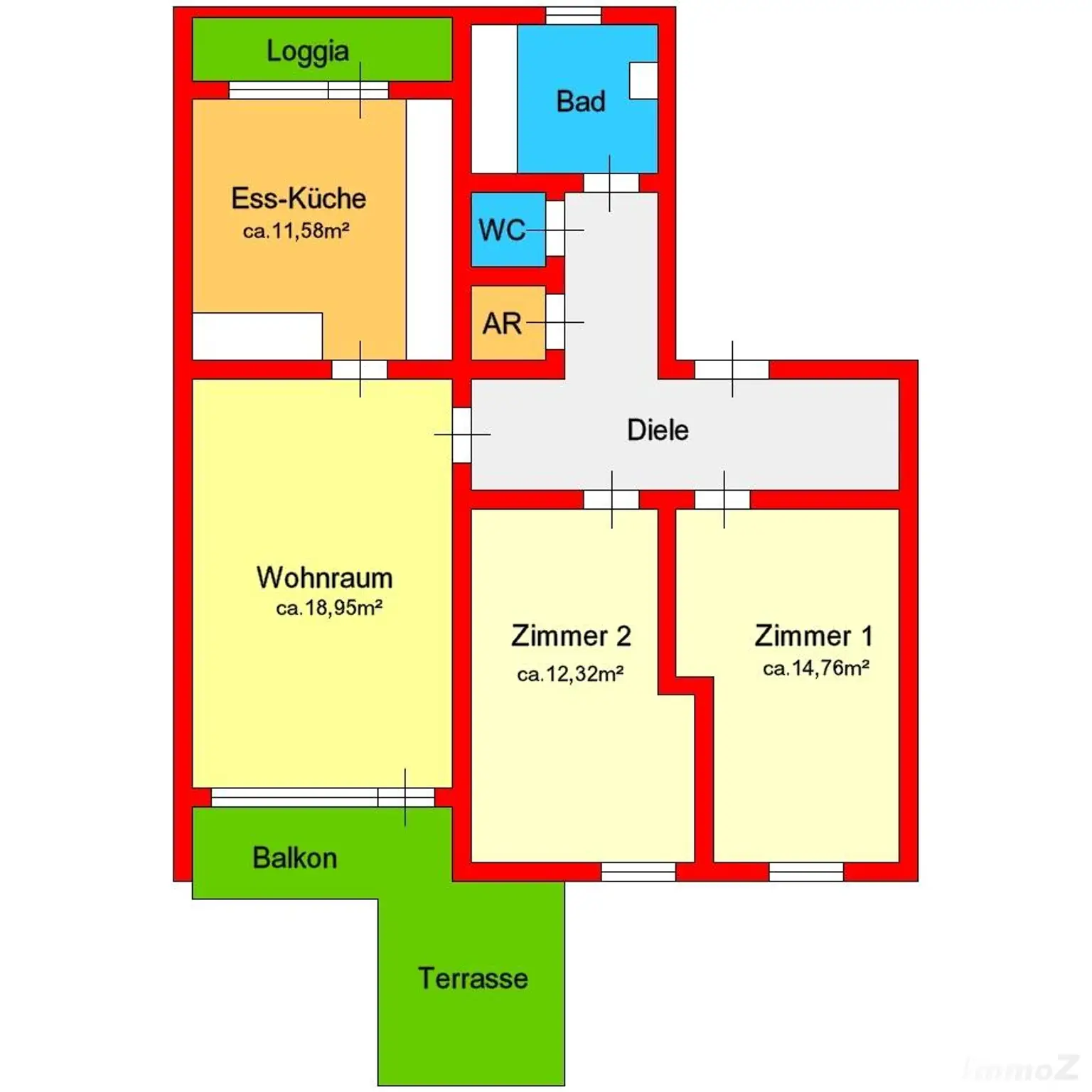 Provisionsfrei: Perfekt aufgeteilte 3-Zimmerwohnung mit Balkon-Terrasse und Tiefgarage bei TU - Moserhofgasse