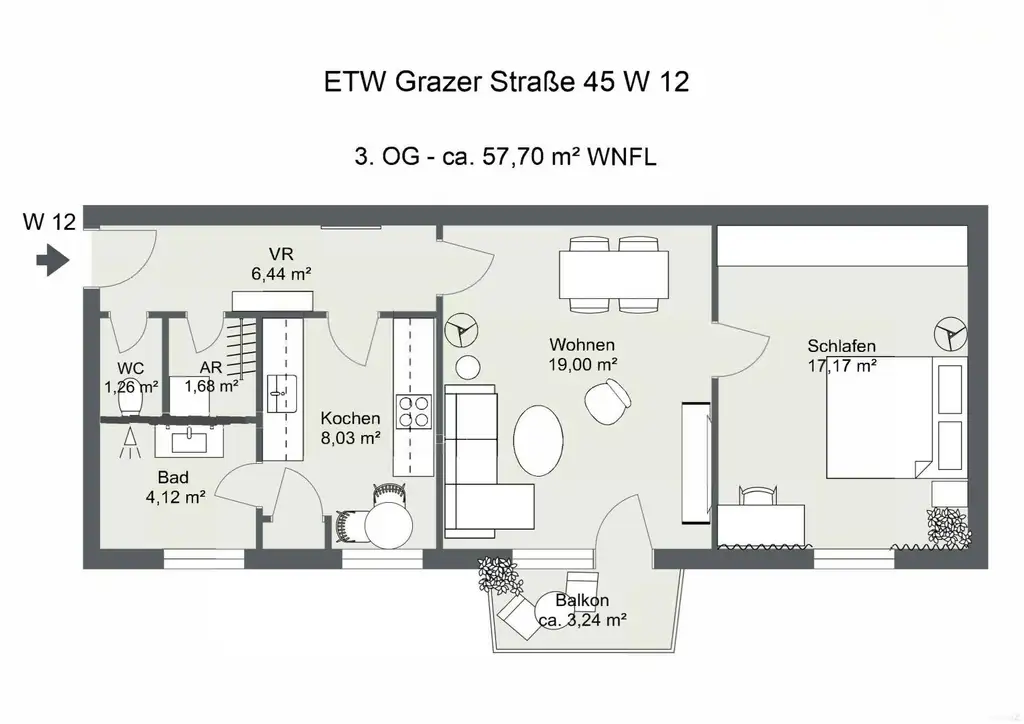 Grundriss Grazer Straße 45 W 12 - 2D