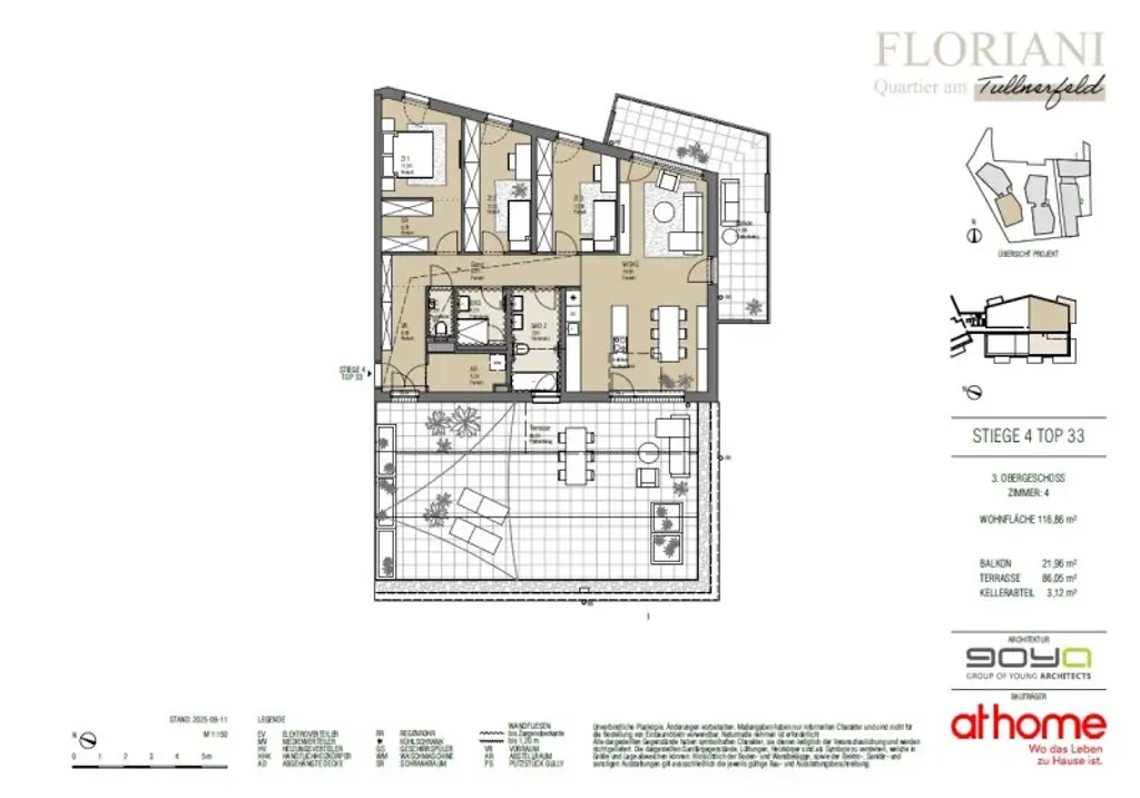 FLORIANI – Quartier am Tullnerfeld - Eleganter 4 Zimmer Wohntraum mit fantastischer Dachterrasse & Balkon - Klimaanlage und viele Extras für ihr Wohlbefinden