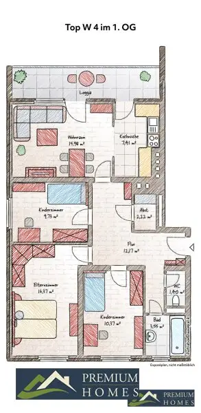 Brixlegg_4_Zimmer_Eigentumswohnung_Top4_1.OG_Verkaufsplan_möbliert