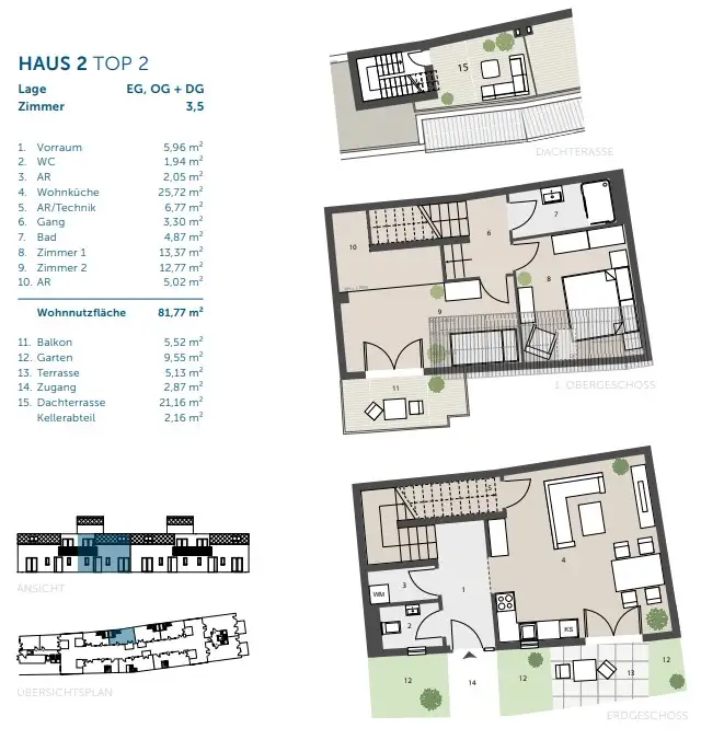 Wohnoase auf 3 Ebenen mit Dachterrasse, Balkon & kleinem Garten – provisionsfrei!