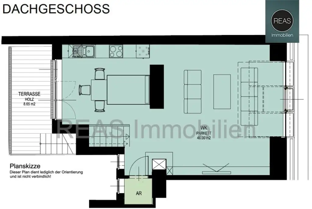 Provisionsfrei: Klimatisierte Dachgeschoss Maisonette mit 2 Terrassen und Kamin nahe Uno City!