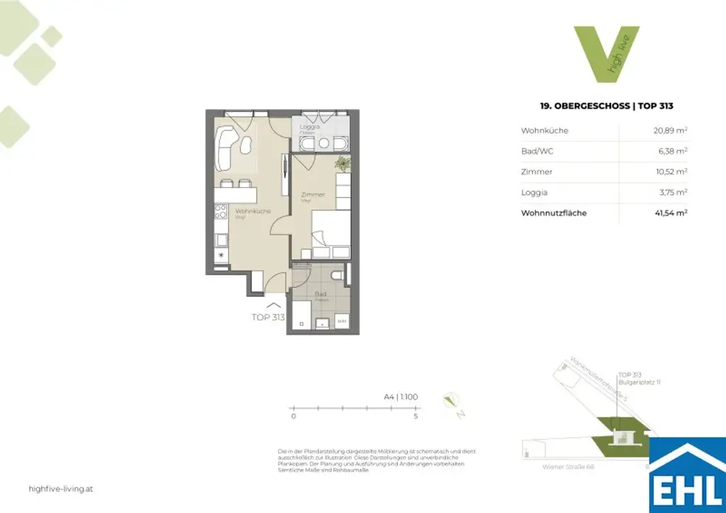 Lichtdurchflutete 2 Zimmer Wohnung mit perfekter Anbindung