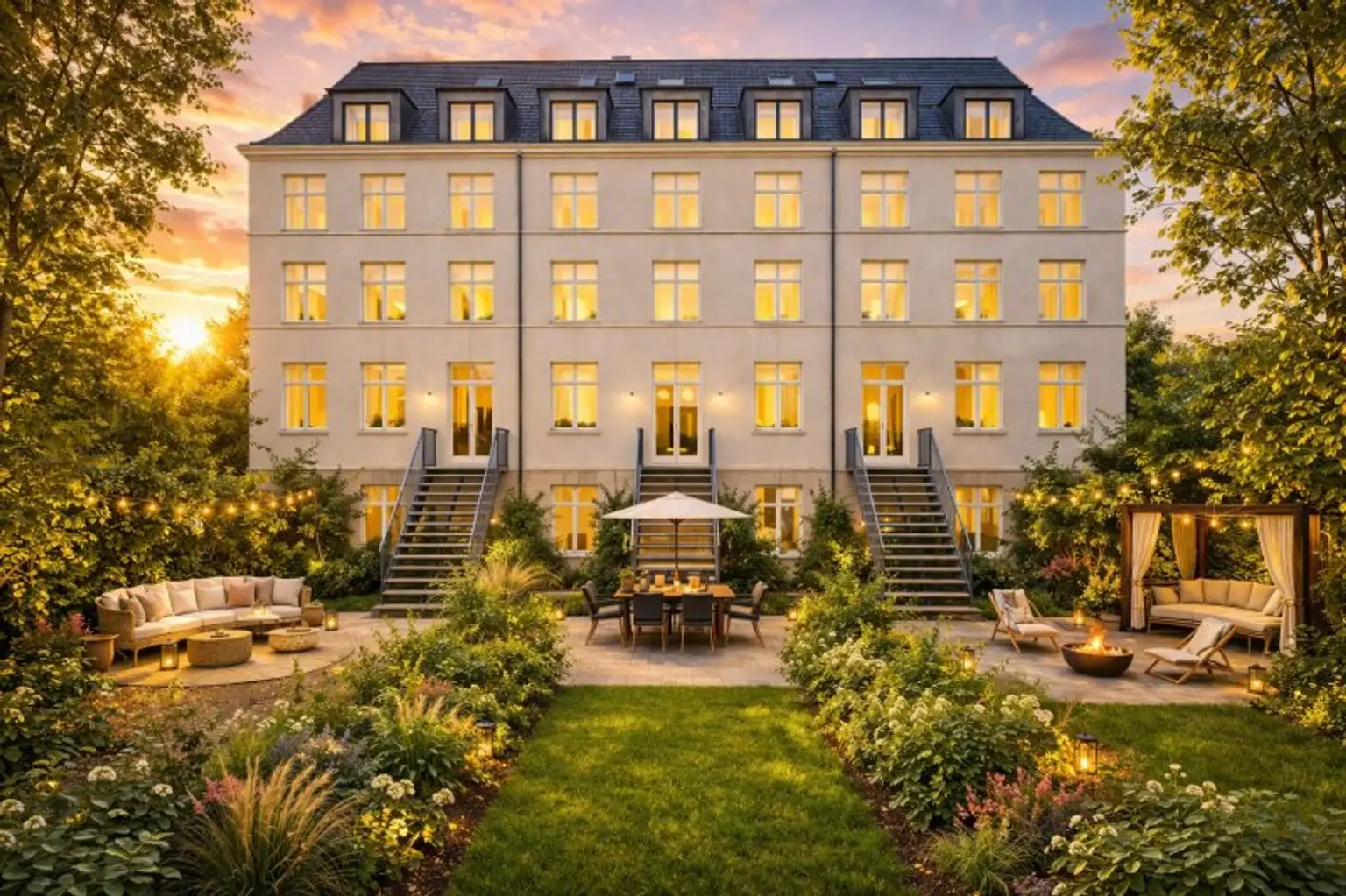 Urbanes Refugium mit Gartenlandschaft: Drei Einheiten verschmelzen zu einem einzigartigen Wohnkonzept