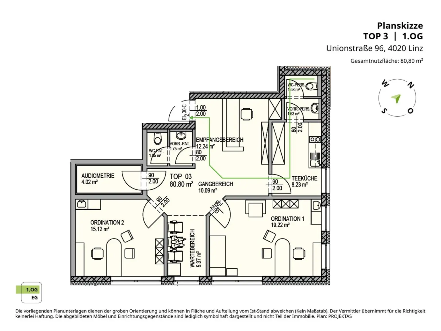 Ärzte und Therapeuten aufgepasst! Kompakte 80 m² Praxis ab sofort zu mieten!