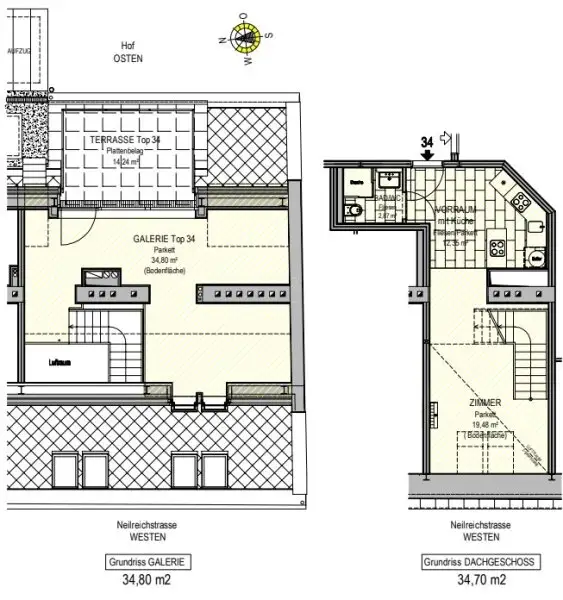 Klimatisierte Dachterrassenwohnung - schöne Terrasse nach Osten - Nahe U1-Keplerplatz