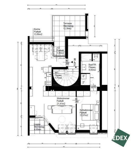 ERSTBEZUG | Traumhafte 2-Zimmer DG-Wohnung mit Loggia & Terrasse in den ruhigen Innenhof