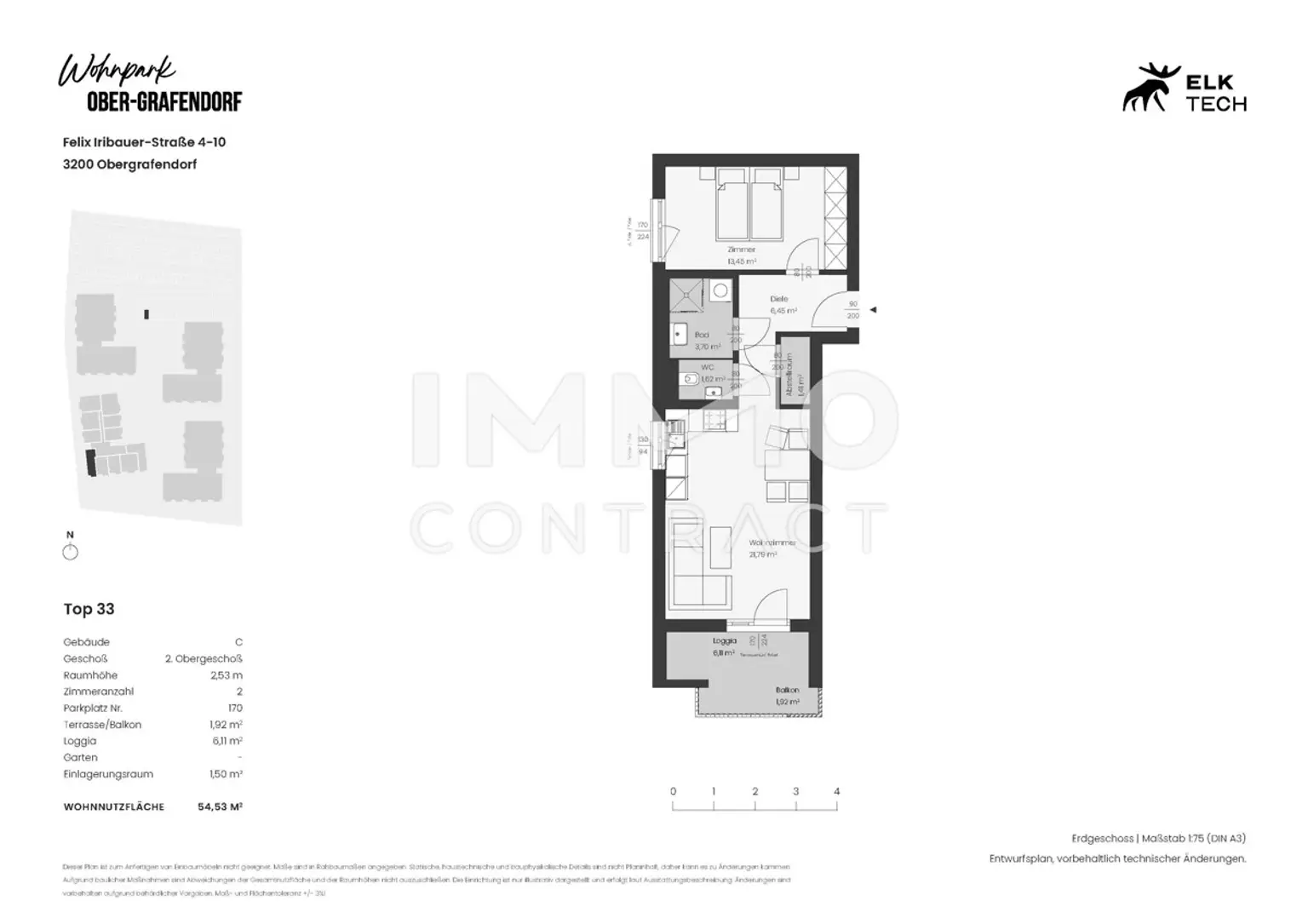 2ZI - 54,53qm - Süd-Balkon - Vorsorgewohnung, Anlage in ökolog. NEUBAU