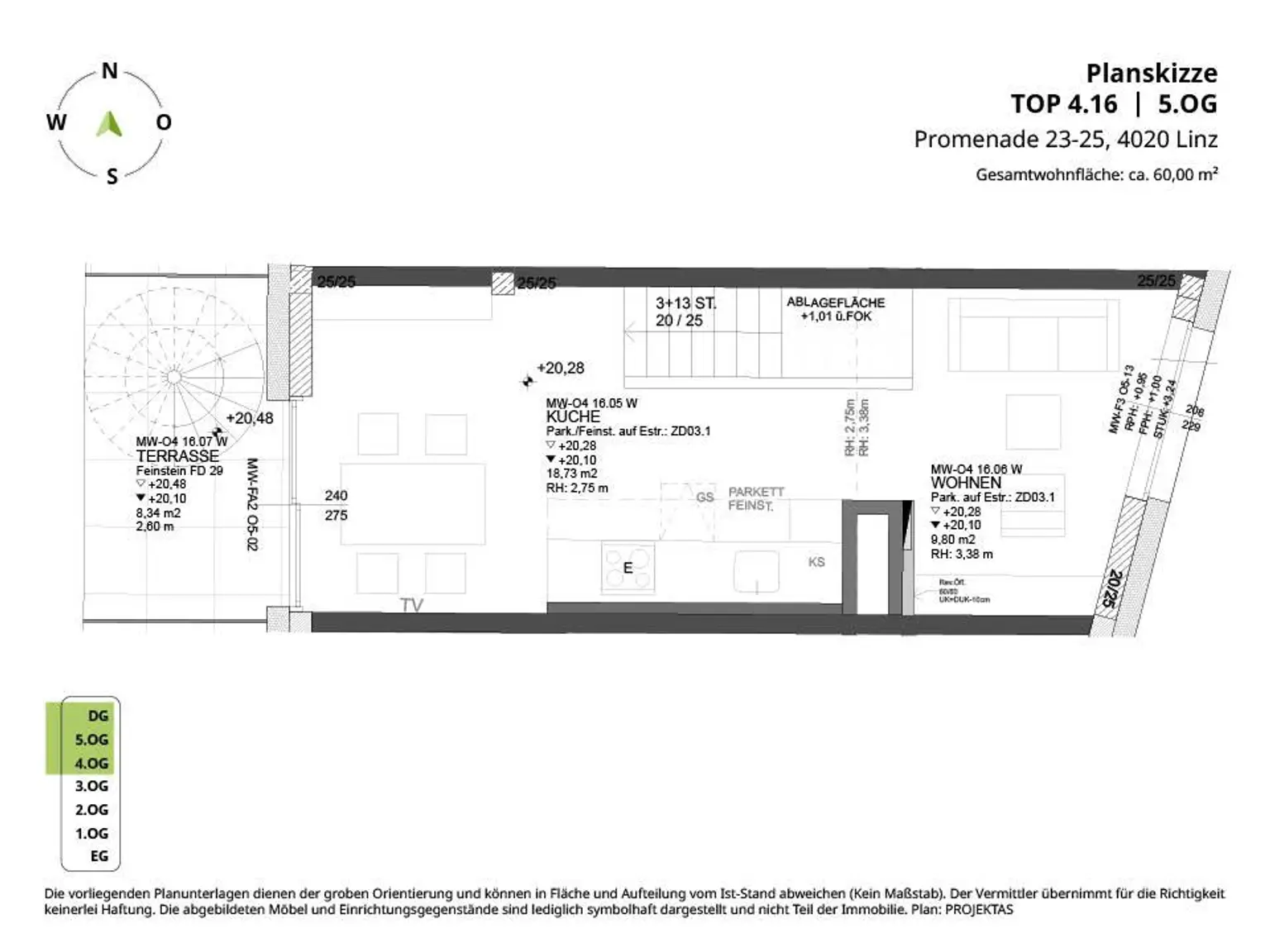 Planskizze Top 4.16 - 5.OG