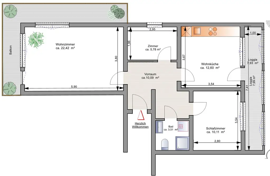Eine komplett neu adaptierte 3-Zimmer-Wohnung mit Eckbalkon und Traunstein Blick.