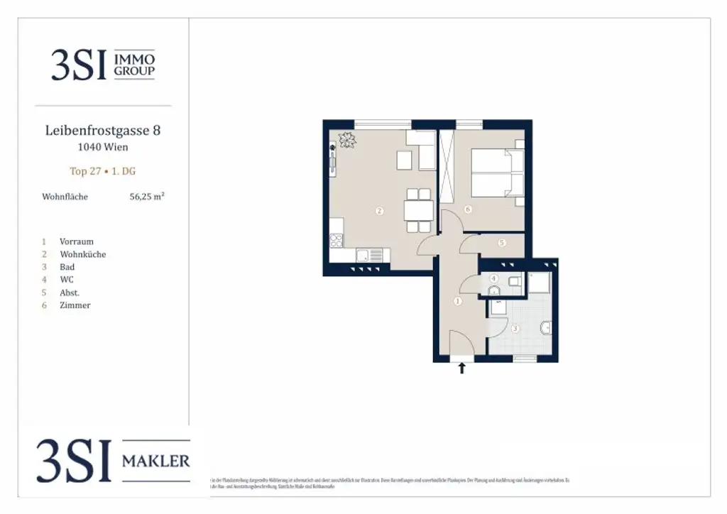 Urbanes Wohnen in Top-Lage: Moderne 2-Zimmer-Wohnung im 1. Dachgeschoß