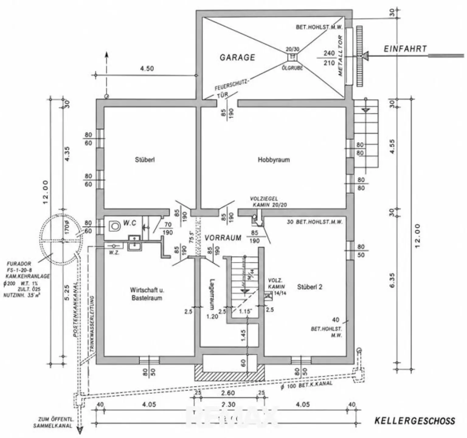 Plan Keller mit Garage