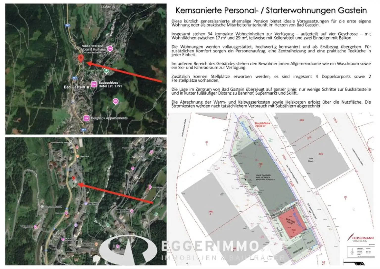 Fully Renovated Starter Apartments / Employee Apartments in the Center of Bad Gastein for Rent