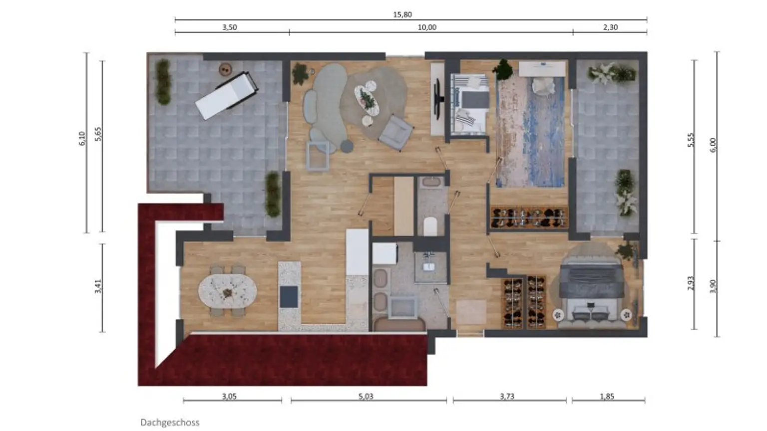 Bad Vöslauer Bestlage!!! - Designerwohnung mit 2. Terrassen und Tiefgaragenplatz