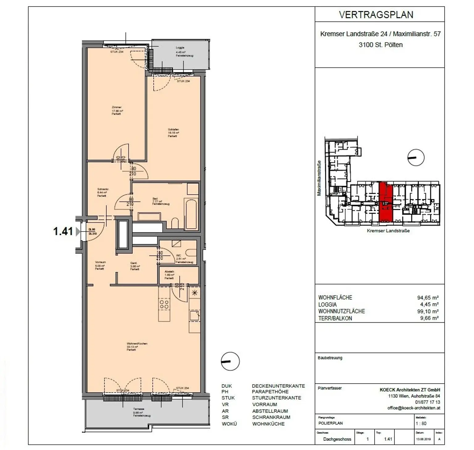 Neubauwohnung mit 3 Zimmern, Terrasse und Loggia 
- im Zentrum von St. Pölten