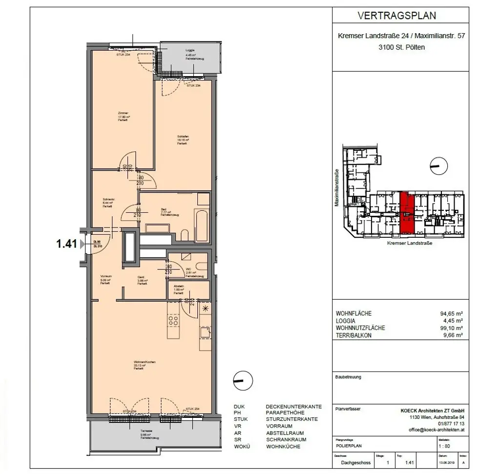 Neubauwohnung mit 3 Zimmern, Terrasse und Loggia 
- im Zentrum von St. Pölten