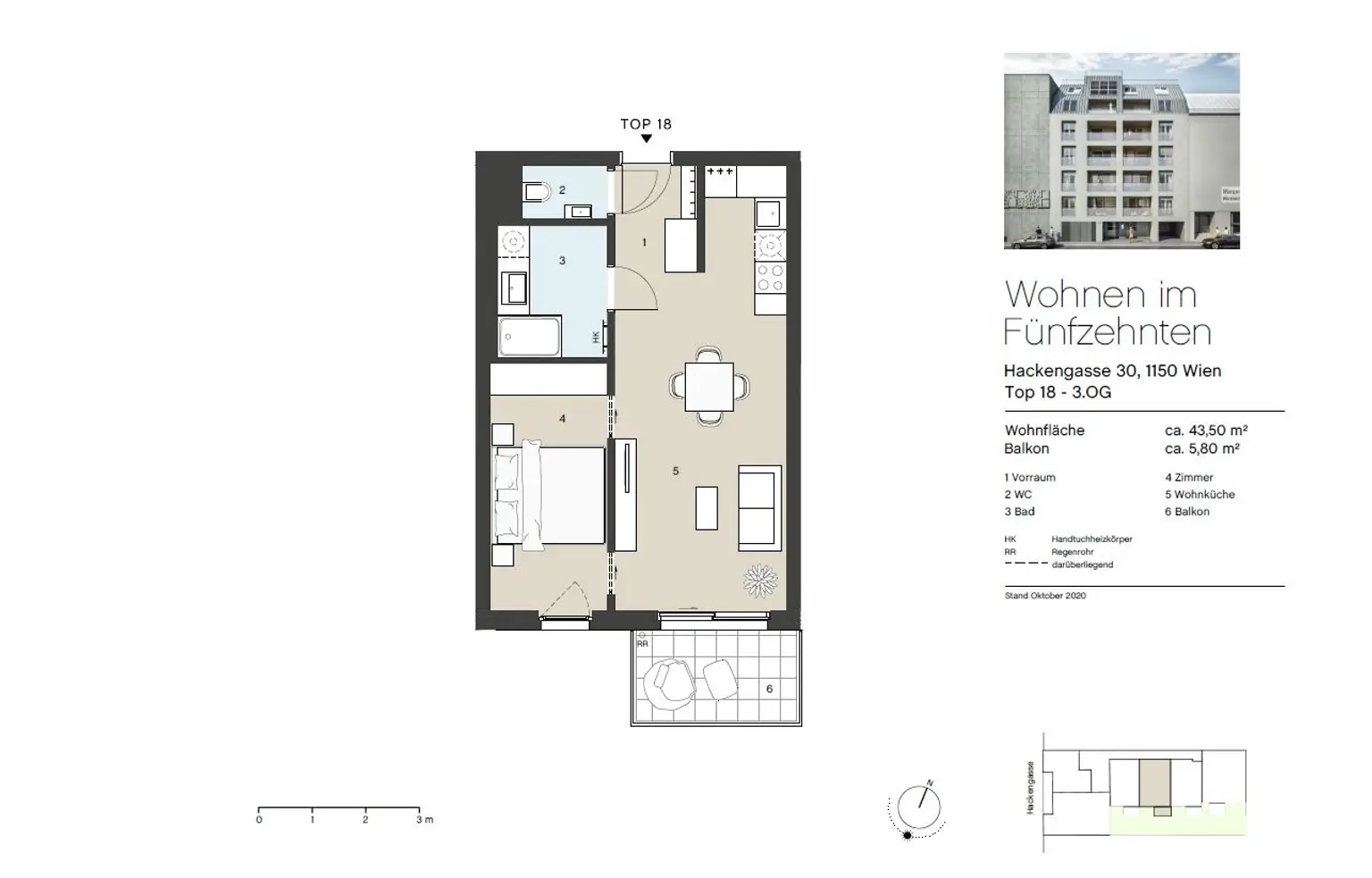 Charmante 2 Zimmerwohnung mit Balkon im 3. Stockwerk in ruhiger Innenhoflage – ZWEITBEZUG