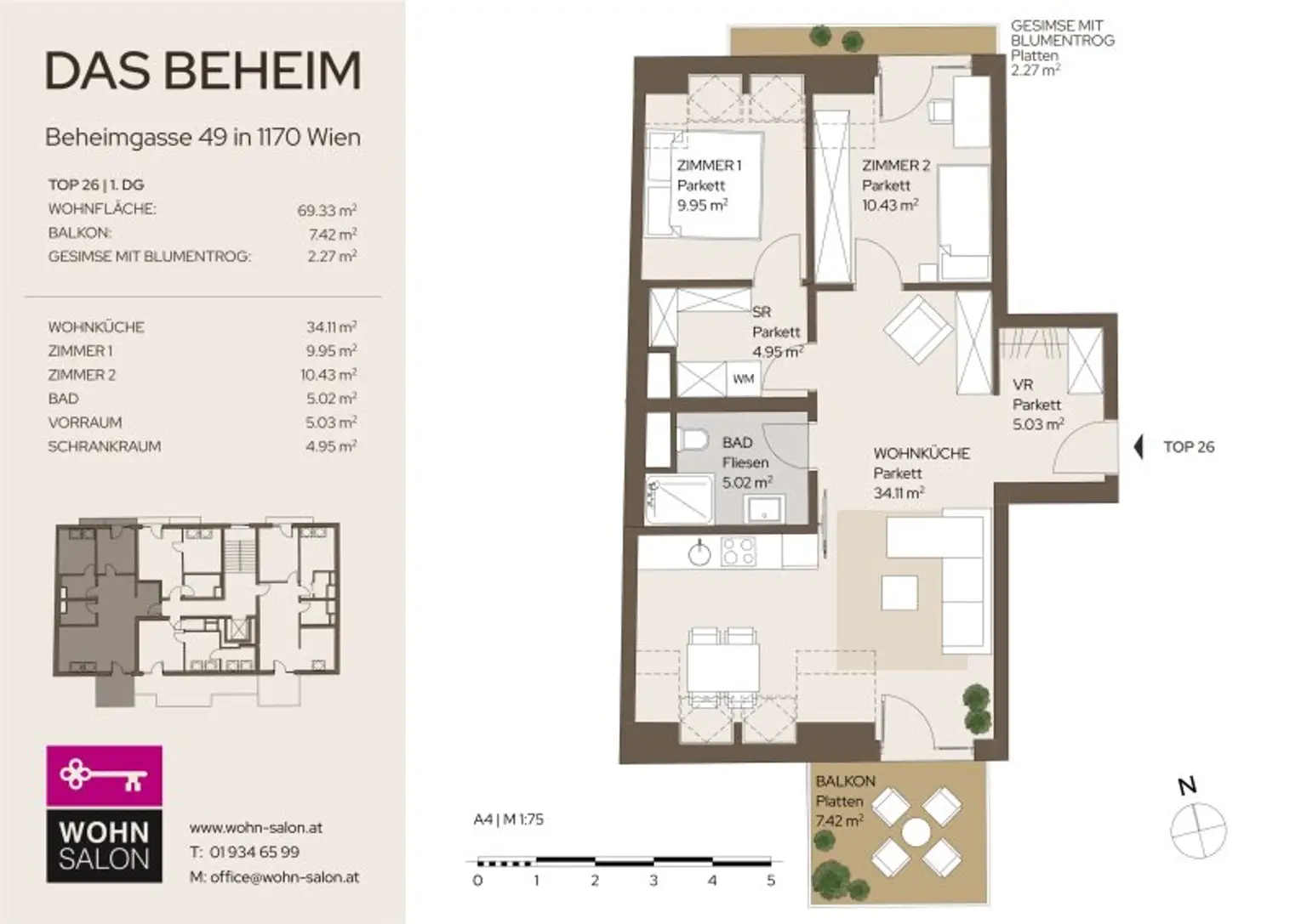 HERRLICHE DACHGESCHOSSWOHNUNG MIT BALKON UND FAN COIL KÜHLUNG