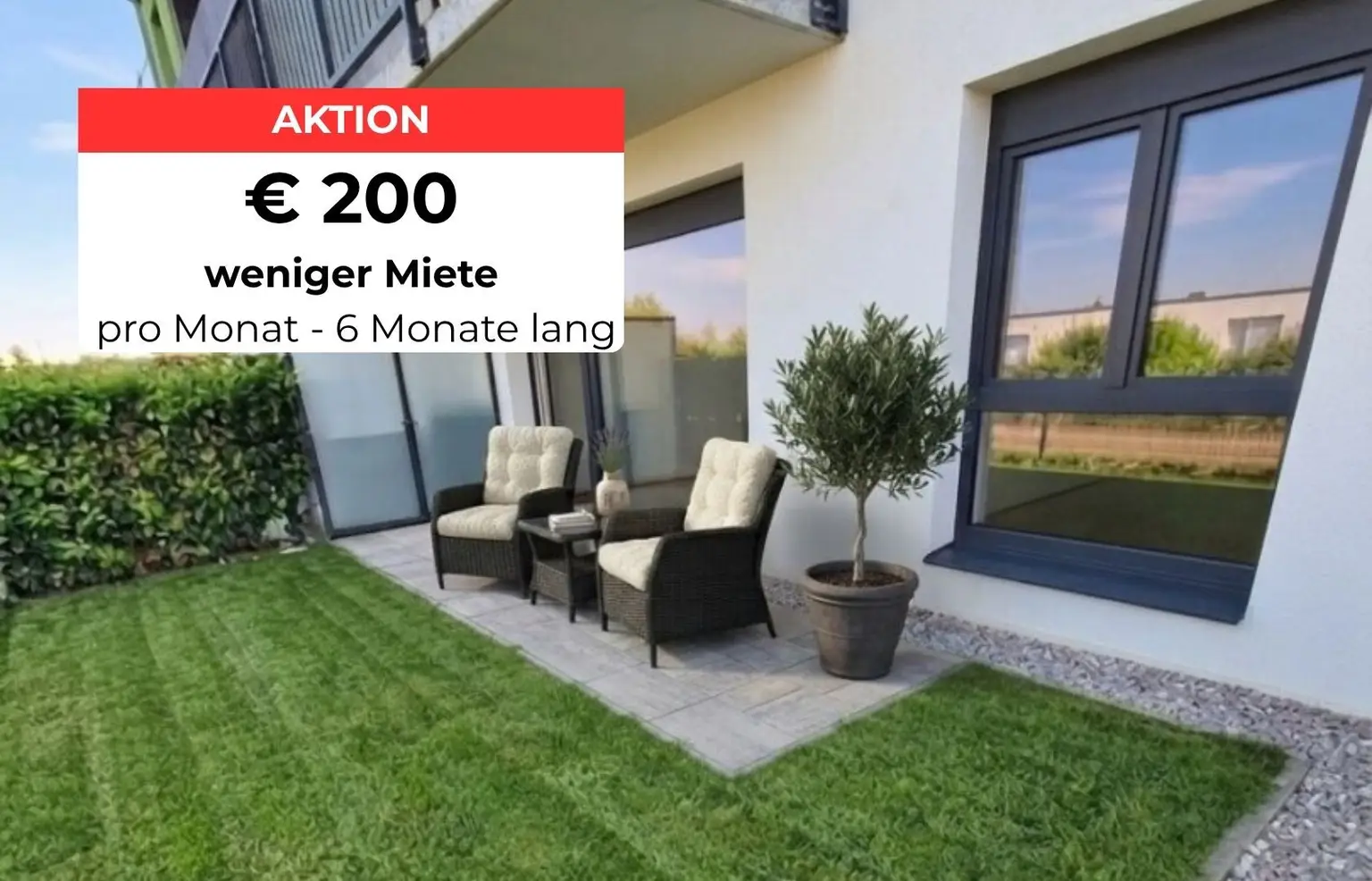 Neubau: Besonders ansprechende 54 m² 2-Zimmerwohnung mit 28 m² Garten