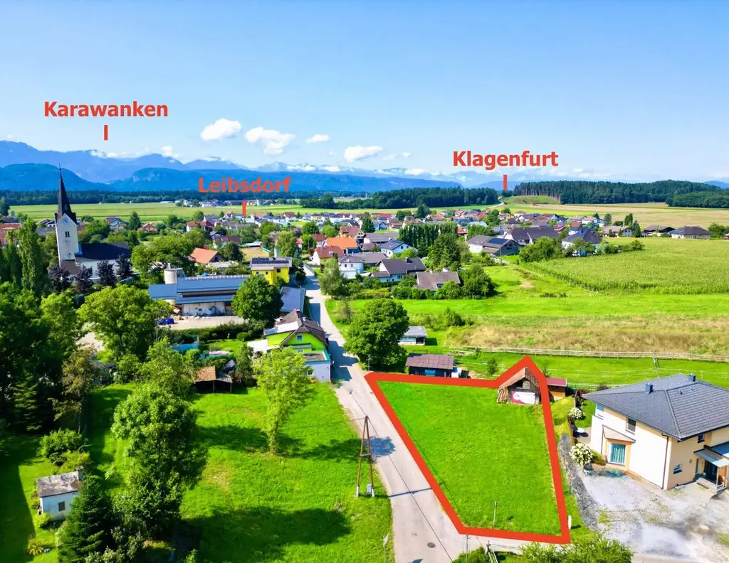 Ihr Familien-Bauplatz in Leibsdorf: Ruhig gelegen, bestens erschlossen & mit Karawankenblick