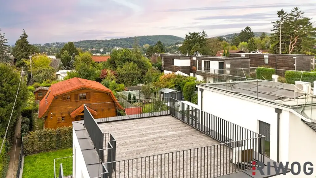 MINI VILLA AM HACKENBERG MIT CA. 37m² DACHTERRASSE UND IMPOSANTEM WEITBLICK AUF DIE CITY - EIGENGRUND IM KLEINGARTEN - GANZJÄHRIG BEWOHNBAR