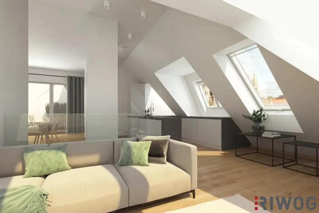 ARCHITEKTUR PUR | großzügige 3-Zimmer Dachterrassenwohnung mit herausragender Raumhöhe