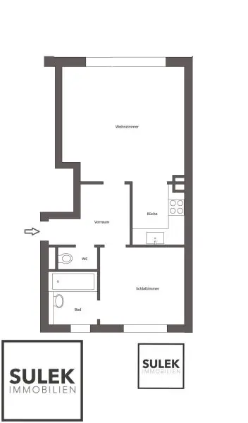großzügige gut aufgeteilte 2 Zimmer Wohnung im 2.OG // Nähe Johann-Nepomuk-Vogl-Platz // ab sofort