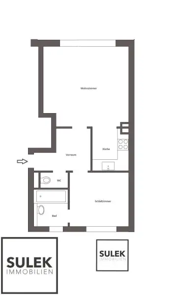 großzügige gut aufgeteilte 2 Zimmer Wohnung im 2.OG // Nähe Johann-Nepomuk-Vogl-Platz // ab sofort