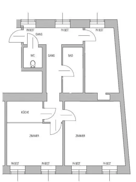 Sanierungsbedürftig | 3 Zimmer Altbau-Wohnung | ruhige Innenhoflage | zentral begehbar