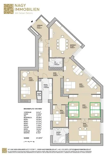 Provisionsfrei! Bürotisch in einem CoWorking Space am Brahmsplatz zu vermieten!