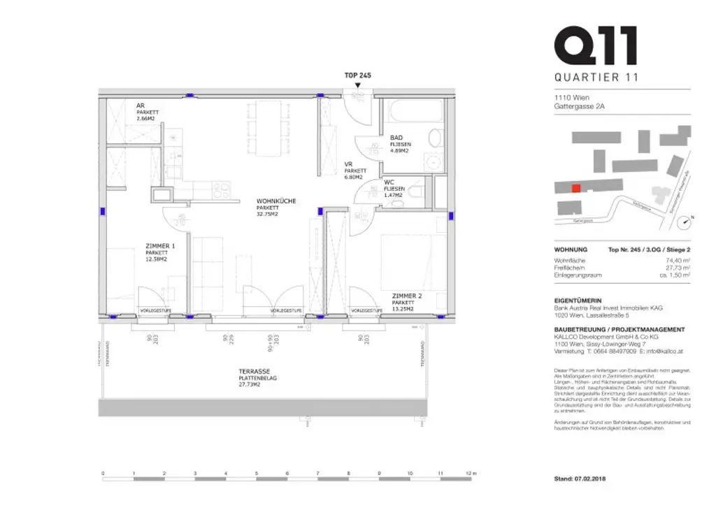 Attraktive 3-Zimmerwohnung mit Kühldecke und Terrasse