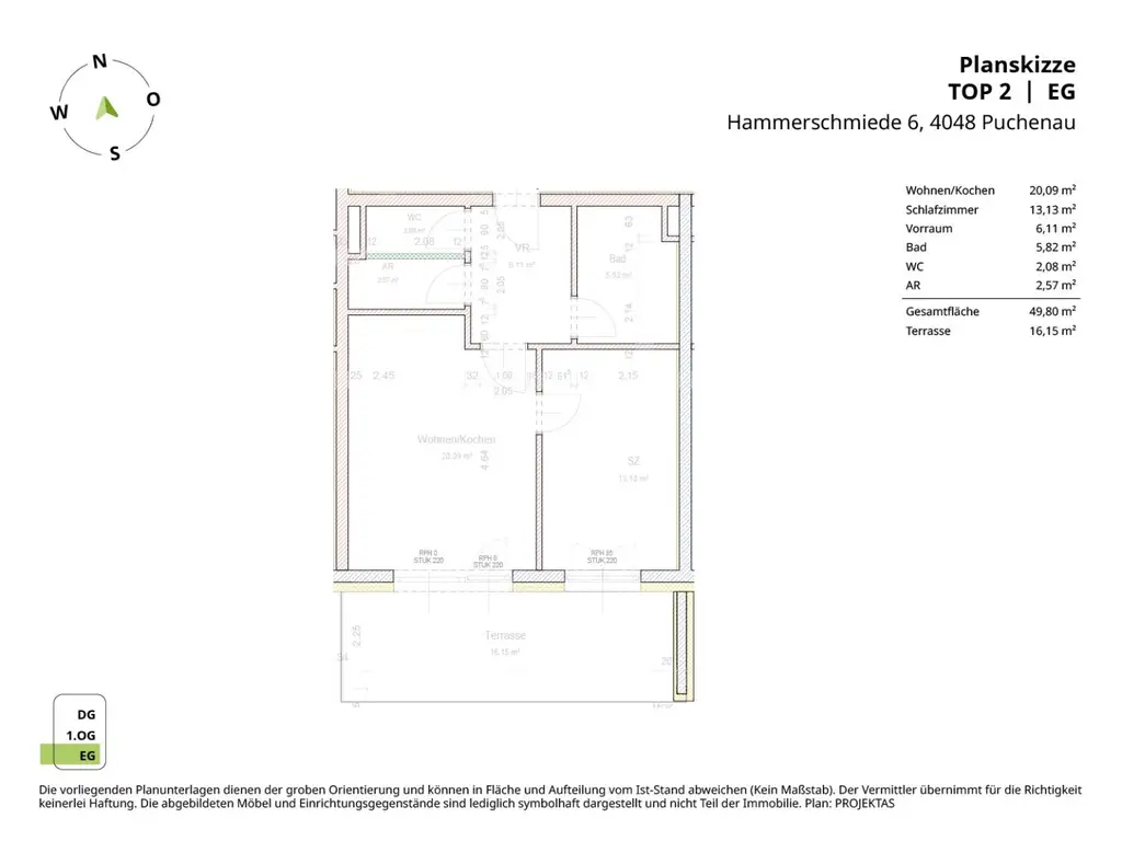 Perfekt aufgeteilte 2-Zimmer Wohnung mit großem Balkon in Puchenau!