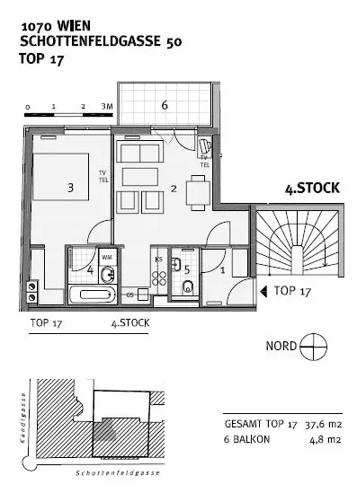 Schöne 2-Zimmer-Wohnung mit Balkon in bester Lage im 7. Bezirk