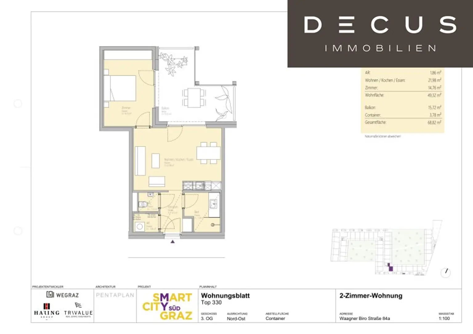 | MIT FREIFLAECHE | 2 ZIMMER | 3. OG | SMART CITY GRAZ