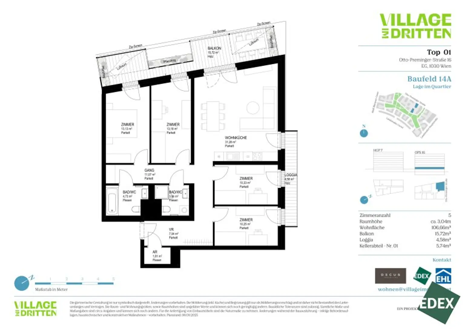 VILLAGE IM DRITTEN | FAMILIENHIT: 5-ZIMMER WOHNUNG MIT BALKON
