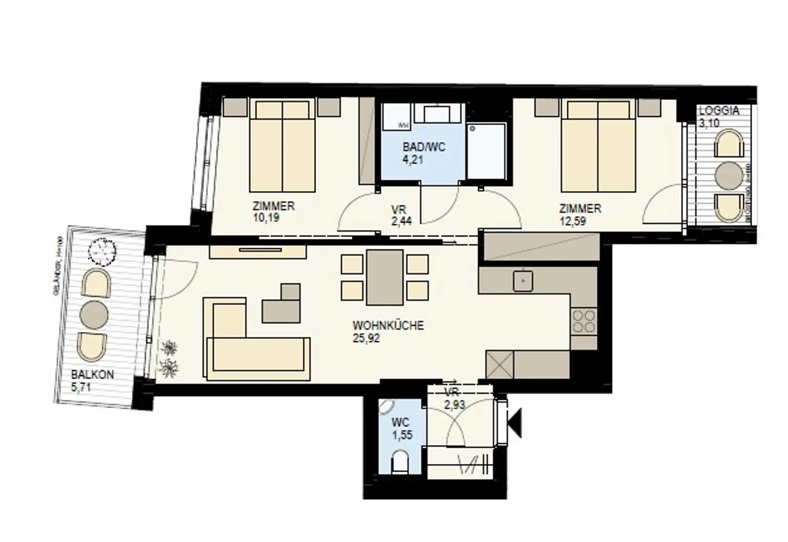 3-ZIMMER BALKONWOHNUNG MIT WASSERBLICK