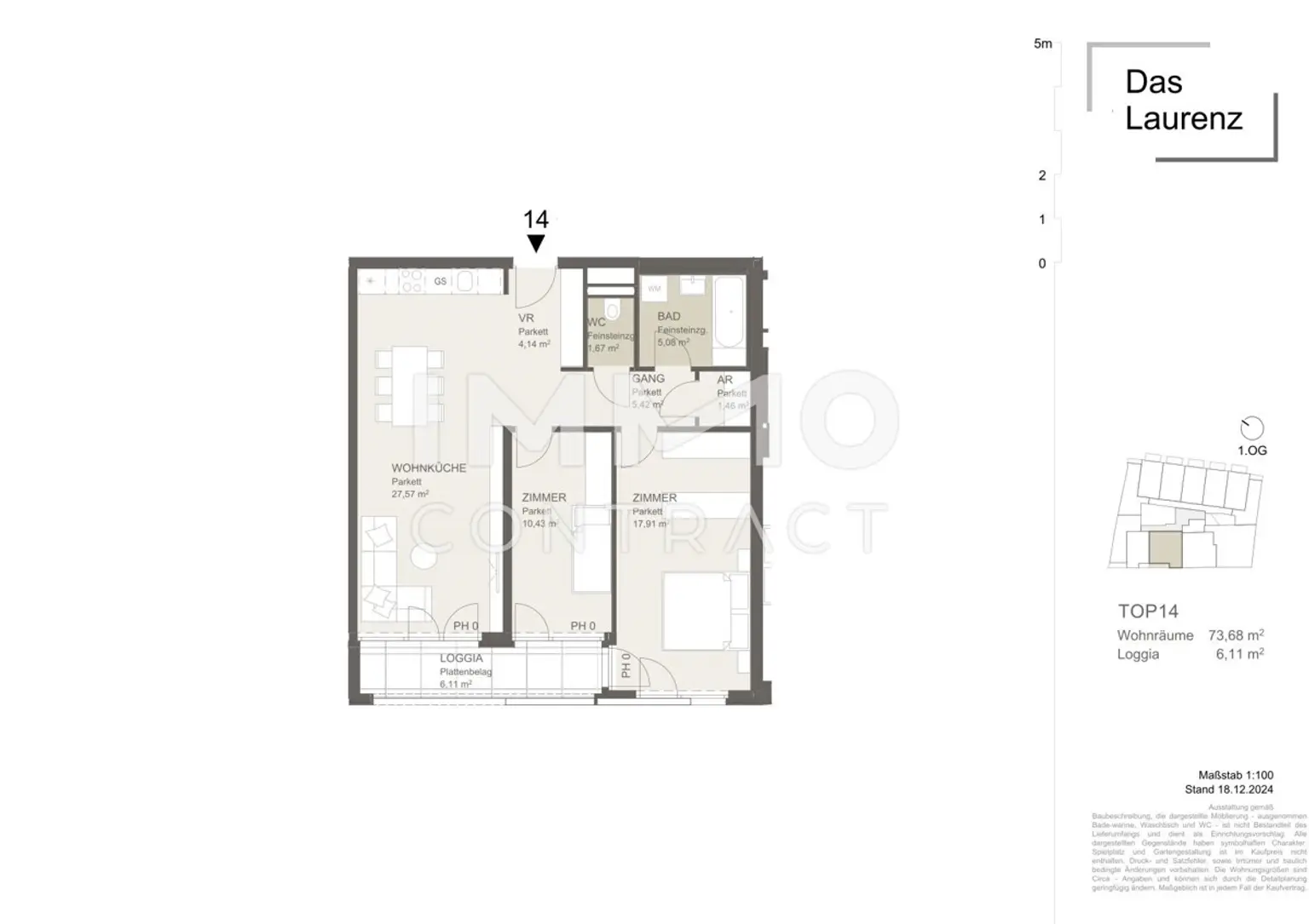 3 Zimmer Loggiawohnung +   - ERSTBEZUG = DAS LAURENZ = 2 bedroom apartment+loggia