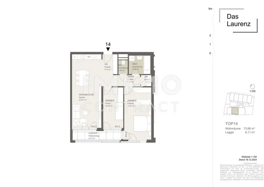 3 Zimmer Loggiawohnung +   - ERSTBEZUG = DAS LAURENZ = 2 bedroom apartment+loggia