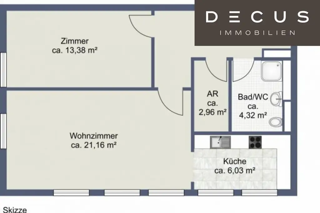 2 ZIMMER | EINBAUKÜCHE | UNWEIT DES TRAISENPARKS