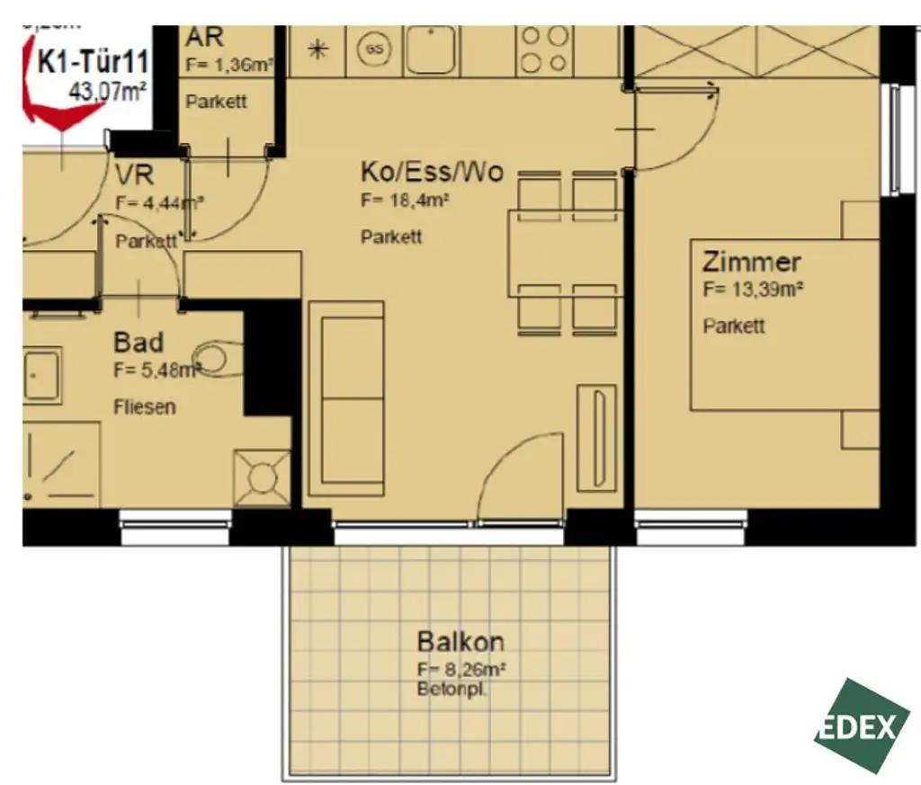 Ab sofort: Moderne 2-Zimmer-Wohnung mit Balkon nahe U1 Rennbahnweg